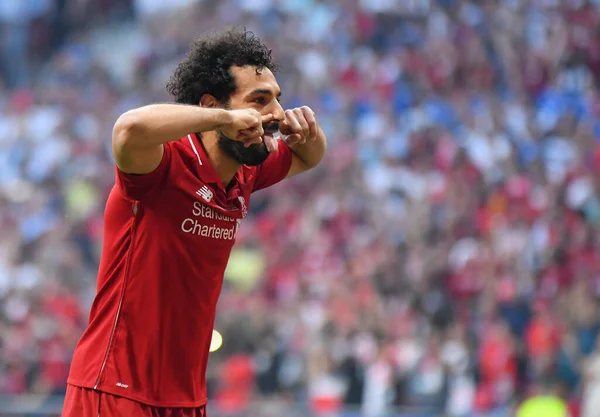 Madrid Spanien Juni 2019 Mohamed Salah Från Liverpool Firar Efter — Stockfoto