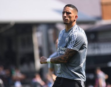 LONDON, ENGLAND - 24 AĞUSTOS 2019: Fulham 'dan Anthony Knockaert, Craven Cottage' da Fulham FC ve Nottingham Forest FC arasında oynanan 2019 / 20 EFL SkyBet Şampiyonası maçında çekilmiştir..