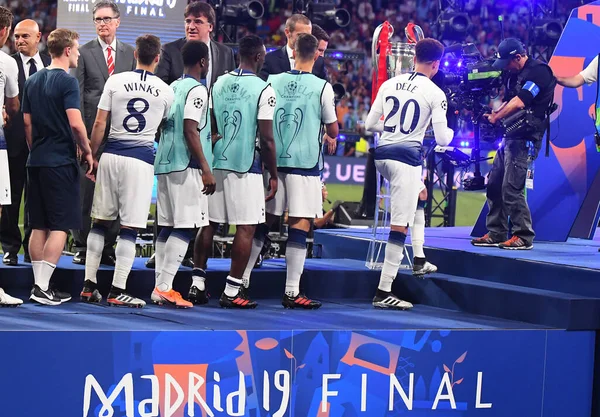 Madrid Spanien Juni 2019 Tottenham Spelare Får Andraplatsen Prisutdelningen Som — Stockfoto