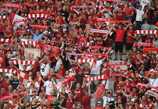 Madrid Spain June 2019 Liverpool Fans Pictured Prior 2018 Uefa — Stock Photo, Image