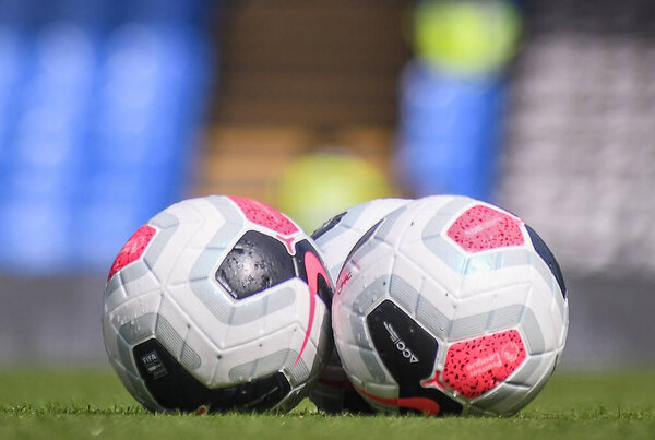 LONDON, ENGLAND - AUGUST 31, 2019: The official match ball pictured ahead of  the 2019/20 Premier League game between Crystal Palace FC and Aston Villa FC at Selhurst Park.
