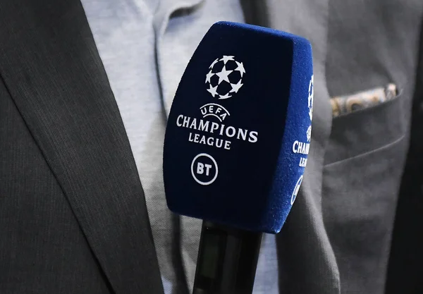London England September 2019 Detalj Champions League Och Sport Märkesmikrofon — Stockfoto