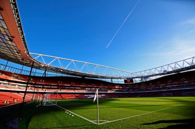 LONDON, ENGLAND - 18 Ocak 2020: Arsenal FC ve Sheffield United FC arasında Emirates Stadyumu 'nda oynanan 2019 / 20 Premier Lig maçı öncesinde resmedilen mekanın genel görünümü.