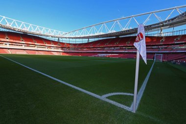 LONDON, ENGLAND - 18 Ocak 2020: Arsenal FC ile Sheffield United FC arasında Emirates Stadyumu 'nda oynanan 2019 / 20 Premier League maçı öncesinde görülen venuea genel görünümü.