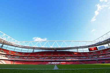 LONDON, ENGLAND - 18 Ocak 2020: Arsenal FC ile Sheffield United FC arasında Emirates Stadyumu 'nda oynanan 2019 / 20 Premier League maçı öncesinde görülen mekanın genel görünümü.