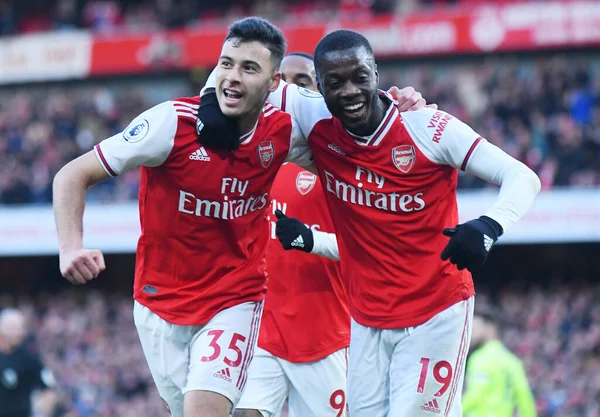 London England January 2020 Gabriel Martinelli Arsenal Nicolas Pepe Arsenal — Stock Photo, Image