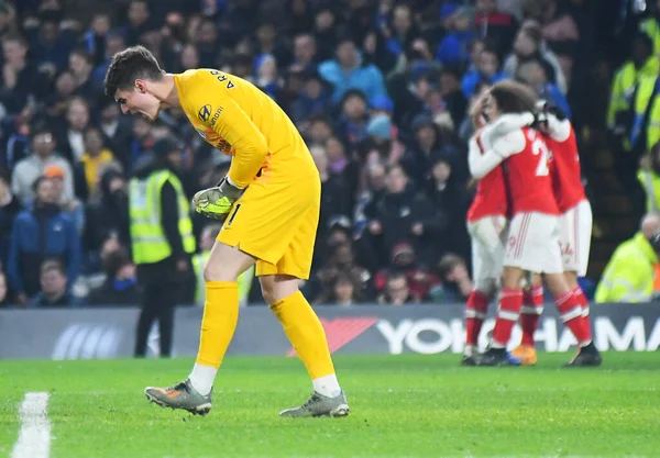 London England January 2020 Kepa Arrizabalaga Chelsea Angry Conceding Goal — Stock Photo, Image