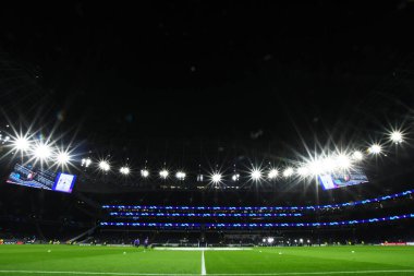 LONDON, ENGLAND - 19 Şubat 2020: Tottenham Hotspur FC ile RB Leipzig Tottenham Hotspur Stadyumu 'nda oynanan 2019 / 20 UEFA Şampiyonlar Ligi karşılaşmasının ilk ayağı öncesinde resmedilen mekanın genel görünümü.