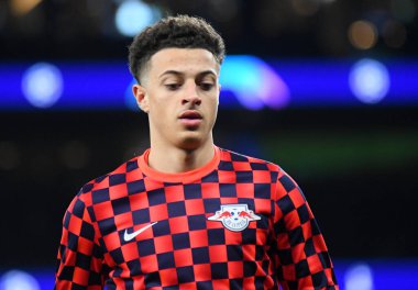 LONDON, ENGLAND - 19 Şubat 2020: Leipzig 'den Ethan Ampadu, Tottenham Hotspur FC ve RB Leipzig arasında oynanan 2019 / 20 UEFA Şampiyonlar Ligi karşılaşmasının ilk ayağı öncesinde çekilmiştir..