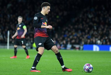 LONDON, ENGLAND - 19 FEBRUARY 2020: Leipzig 'den Ethan Ampadu, Tottenham Hotspur FC ile RB Leipzig arasında oynanan 2019 / 20 UEFA Şampiyonlar Ligi' nin ilk turunda çekildi..