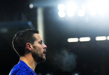 LONDON, ENGLAND - 26 Şubat 2020: Chelsea 'li Cesar Azpilicueta, Chelsea FC ve Bayern Münih arasında oynanan 2019 / 20 UEFA Şampiyonlar Ligi 16..