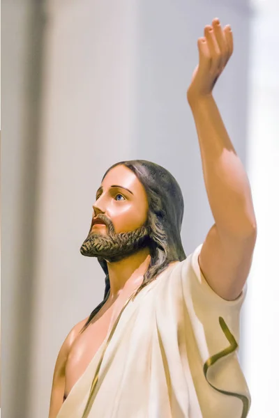 Estatua Jesucristo Salvador Que Muere Sacrifica Levanta Para Salvar Todos —  Fotos de Stock