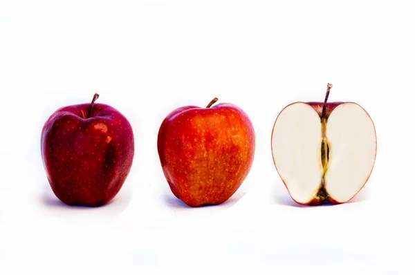 Belles Pommes Rouges Juteuses Excellentes Pour Notre Santé Notre Bien — Photo