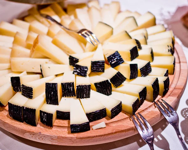 Pecorino Cheese Black Peel Aperitif Your Party — Stock Photo, Image