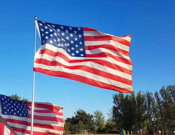 Dia Ação Graças Bandeira Dos Estados Unidos América Voa Com — Fotografia de Stock