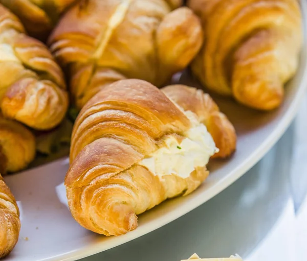 Mountain Savory Croissants Cream Cheese Ham Foam — Stock Photo, Image