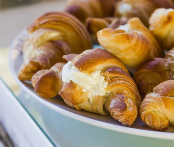 Mountain Savory Croissants Cream Cheese Ham Foam — Stock Photo, Image