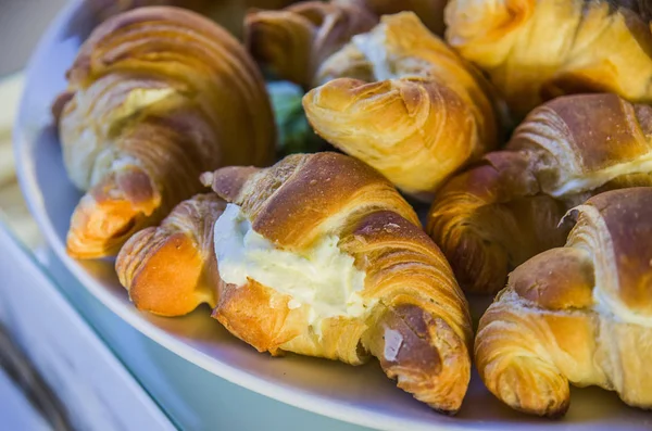 Mountain Savory Croissants Cream Cheese Ham Foam — Stock Photo, Image