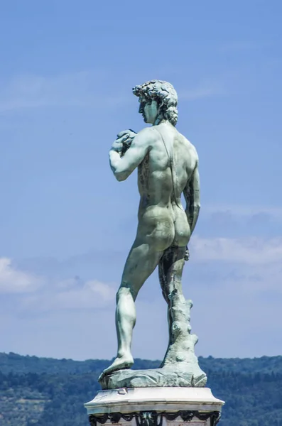 Sede Estátua David Piazzale Michelangelo Florença Com Sinais Tempo Decadência — Fotografia de Stock