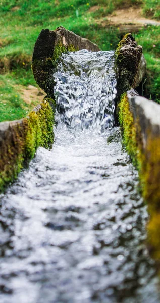 Frisches und sauberes Quellwasser fließt stromabwärts — Stockfoto