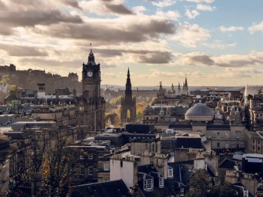 Panoramic view of Edinburgh, capital city of Scotland as seen from Calton Hill