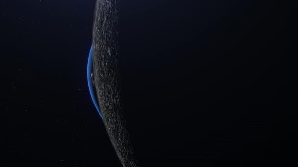 Земля Поднимается Над Горизонтом Луны — стоковое видео