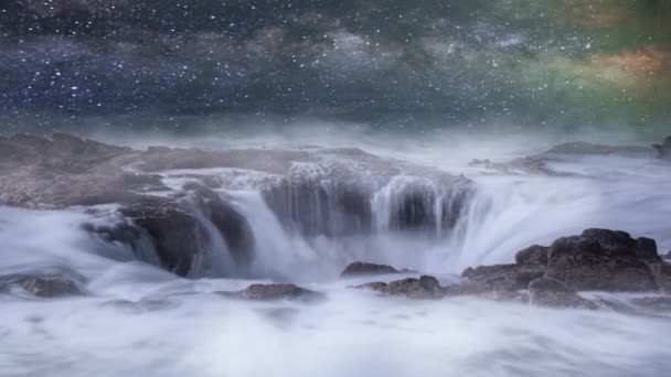 Paysage Océanique Nuit Depuis Trou Drainage Thor Well Oregon — Video