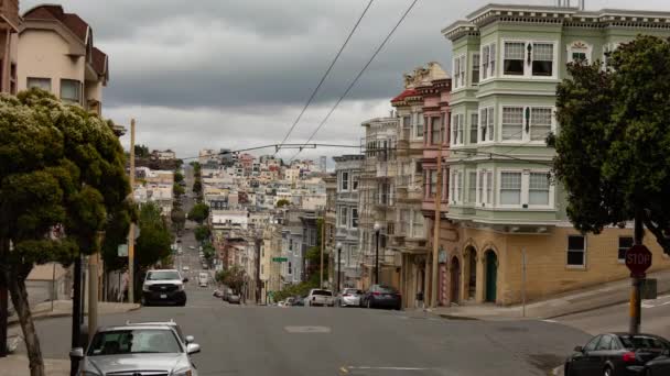 Городская Жизнь Сан Франциско Архитектура Виктории — стоковое видео