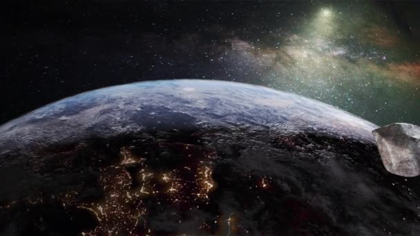 Asteroidi Avaruudessa Putoaa Kohti Maata — kuvapankkivideo