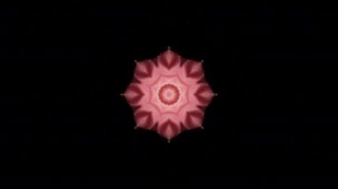 Siyah arkaplanda çiçek açan mandala kaleydoskop deseni