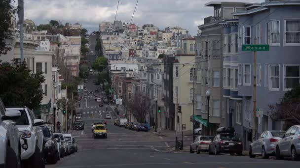 San Francisco Straatverkeer Victoriaanse Architectuur North Beach — Stockvideo