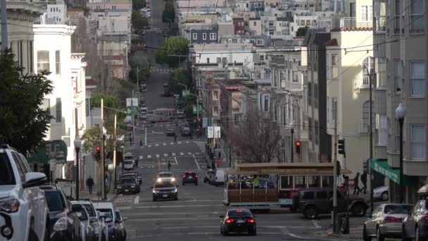 San Francisco Straatverkeer Victoriaanse Architectuur North Beach — Stockvideo