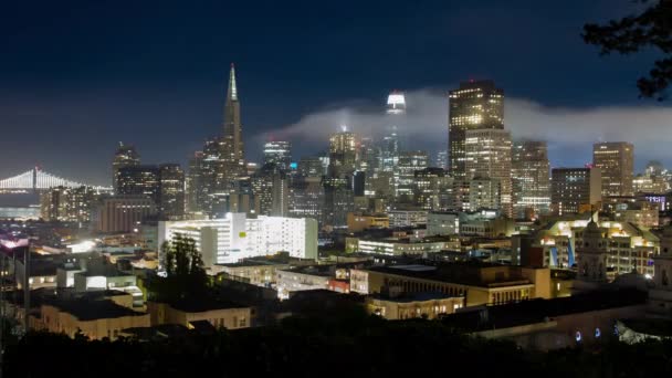 San Francisco Downtown Skyline Noche — Vídeo de stock