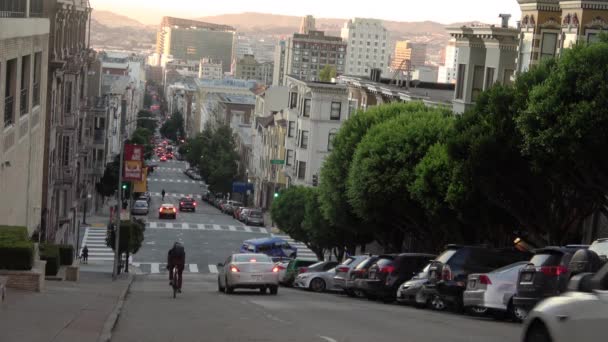 Ochtend Verkeer San Francisco Nob Hill — Stockvideo