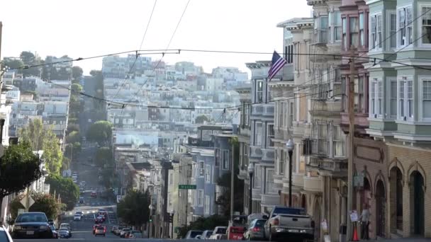 San Francisco Straat Victoriaanse Architectuur North Beach — Stockvideo