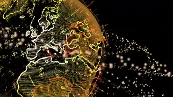 Rotující Digitální Země Zaměřením Evropa — Stock video