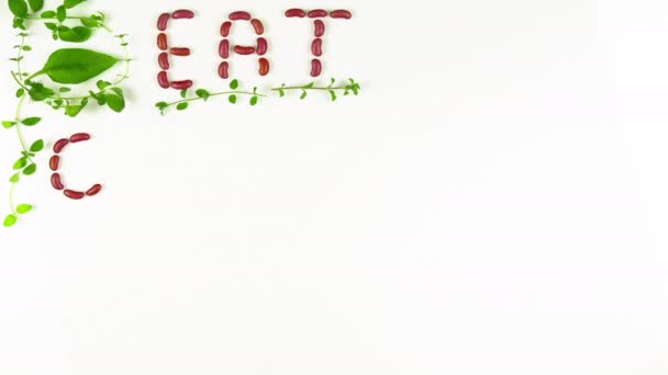 Eet Lekker Eten Met Bessen Banner Witte Achtergrond — Stockvideo