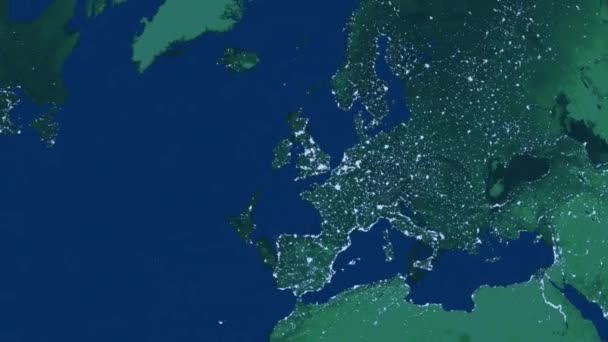 ヨーロッパからアメリカへの半透明の緑の地球旅行 — ストック動画