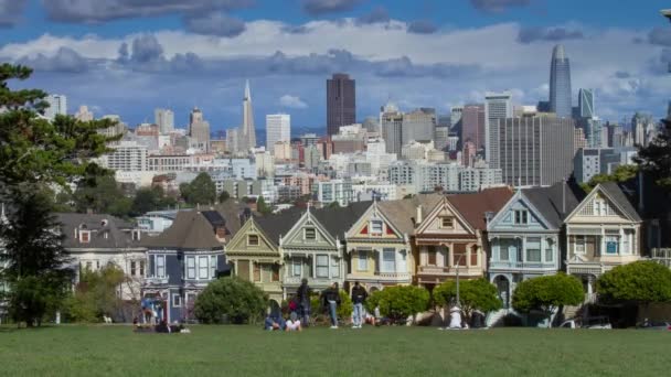 Casas Victorianas Damas Pintadas San Francisco — Vídeos de Stock