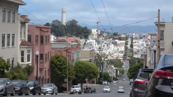 旧金山街道和北滩的建筑 — 图库视频影像