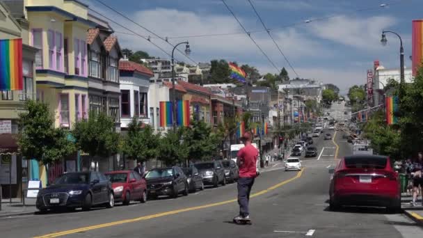 San Francisco Castro District City Street Life — Stock Video