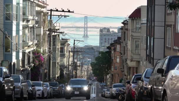 Auto Rijden Schilderachtige Heuvels Van San Francisco — Stockvideo