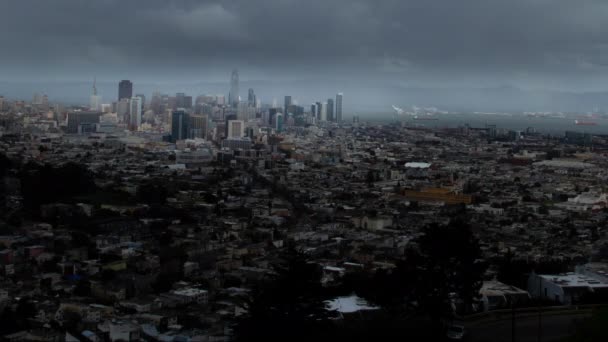 Langit Berlumpur Atas Panorama San Francisco Pemandangan Kota — Stok Video