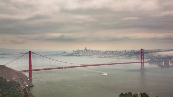 Golden Gate Bridge Paesaggio Nuvoloso Panoramico Landsape — Video Stock