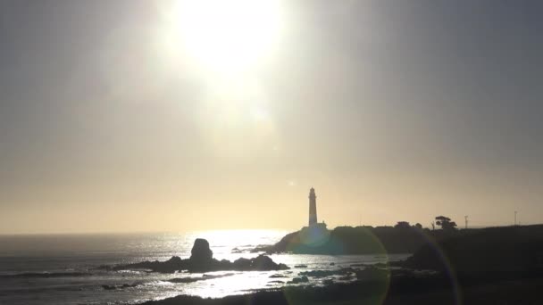 Zonsondergang Bij Pigeon Point Lighthouse Californië — Stockvideo