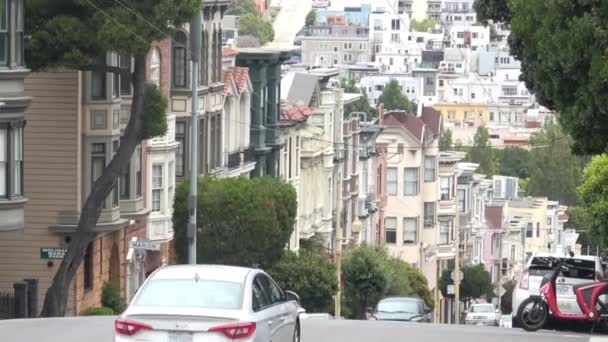 San Francisco City Verkeer Heuvels Van North Beach — Stockvideo