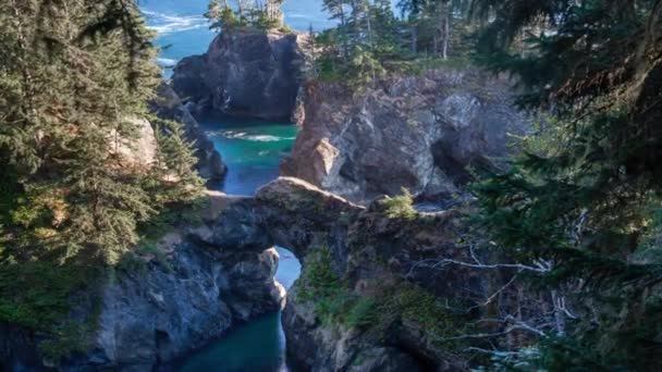 Puesta Sol Puentes Naturales Costa Oregon — Vídeos de Stock
