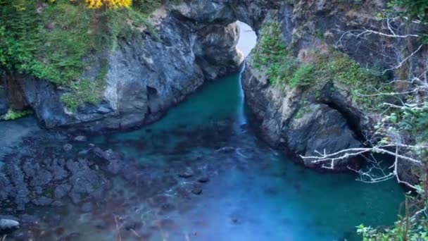Захід Сонця Природних Мостах Узбережжі Орегону — стокове відео