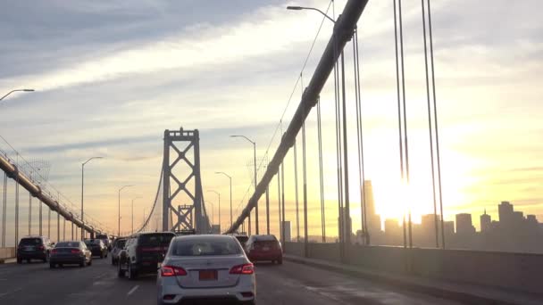 San Francisco Bay Bridge Rush Hour Traffic Sunset — Stock Video