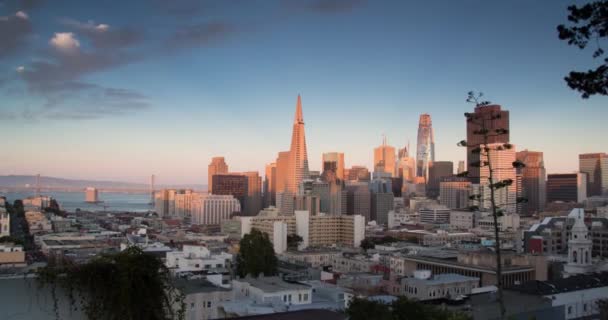 Πανοραμική San Francisco Downtown Skyline Από Sunset Night Time Lapse — Αρχείο Βίντεο